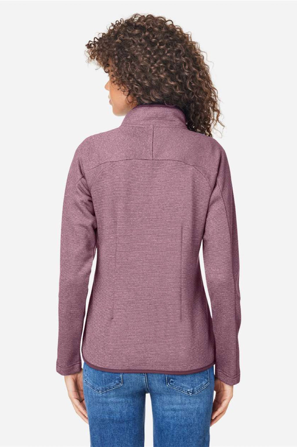 Core 365 CE72W Womens Venture Heathered Stripe Full Zip Jacket Burgundy/White Model Back