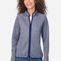 Core 365 Womens Venture Heathered Stripe Moisture Wicking Full Zip Jacket - Classic Navy Blue/White - Coming Soon