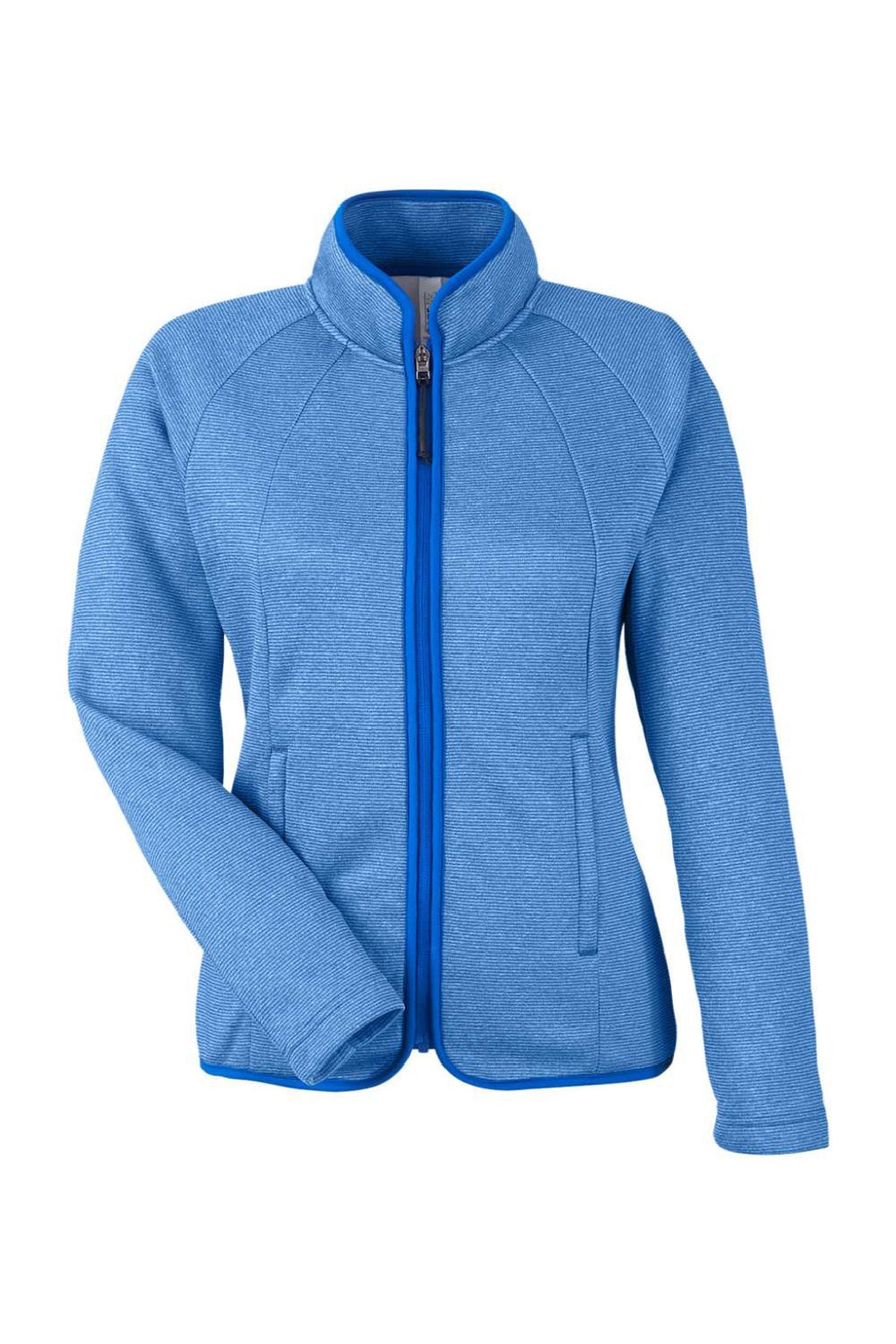 Core 365 CE72W Womens Venture Heathered Stripe Full Zip Jacket True Royal Blue/White Flat Front