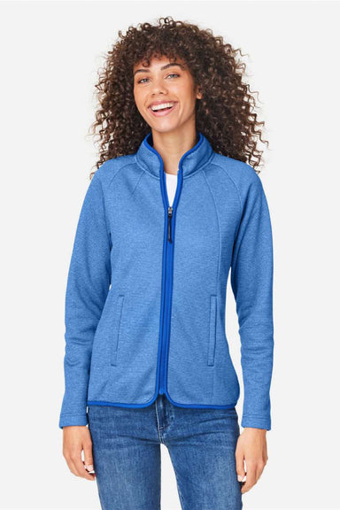 Core 365 CE72W Womens Venture Heathered Stripe Full Zip Jacket True Royal Blue/White Model Front