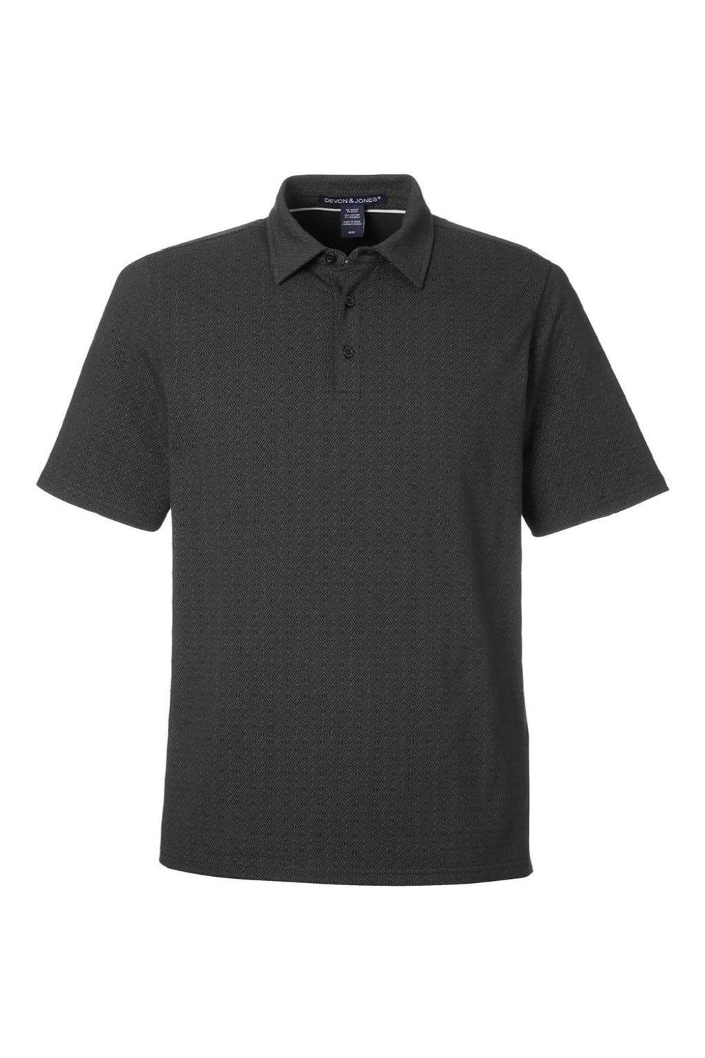 Devon & Jones DG101 Mens Crownlux Performance Geo Short Sleeve Polo Shirt Black/Graphite Grey Flat Front