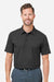 Devon & Jones DG101 Mens Crownlux Performance Geo Short Sleeve Polo Shirt Black/Graphite Grey Model Front
