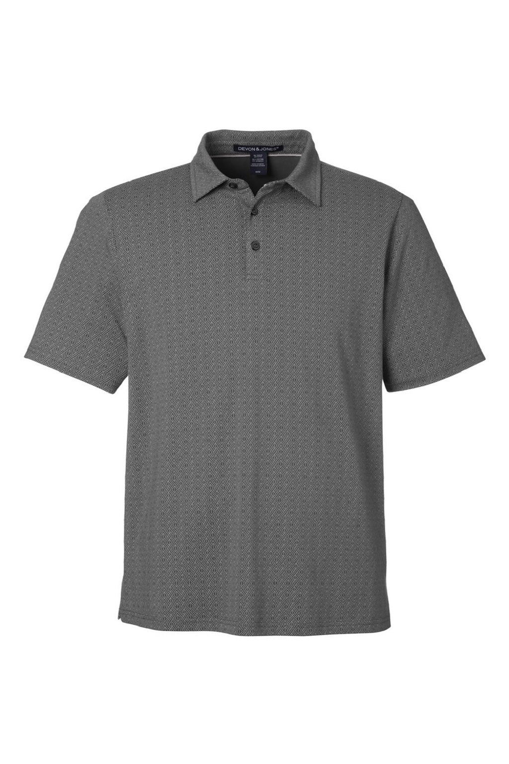 Devon & Jones DG101 Mens Crownlux Performance Geo Short Sleeve Polo Shirt Graphite Grey/Silver Grey Flat Front