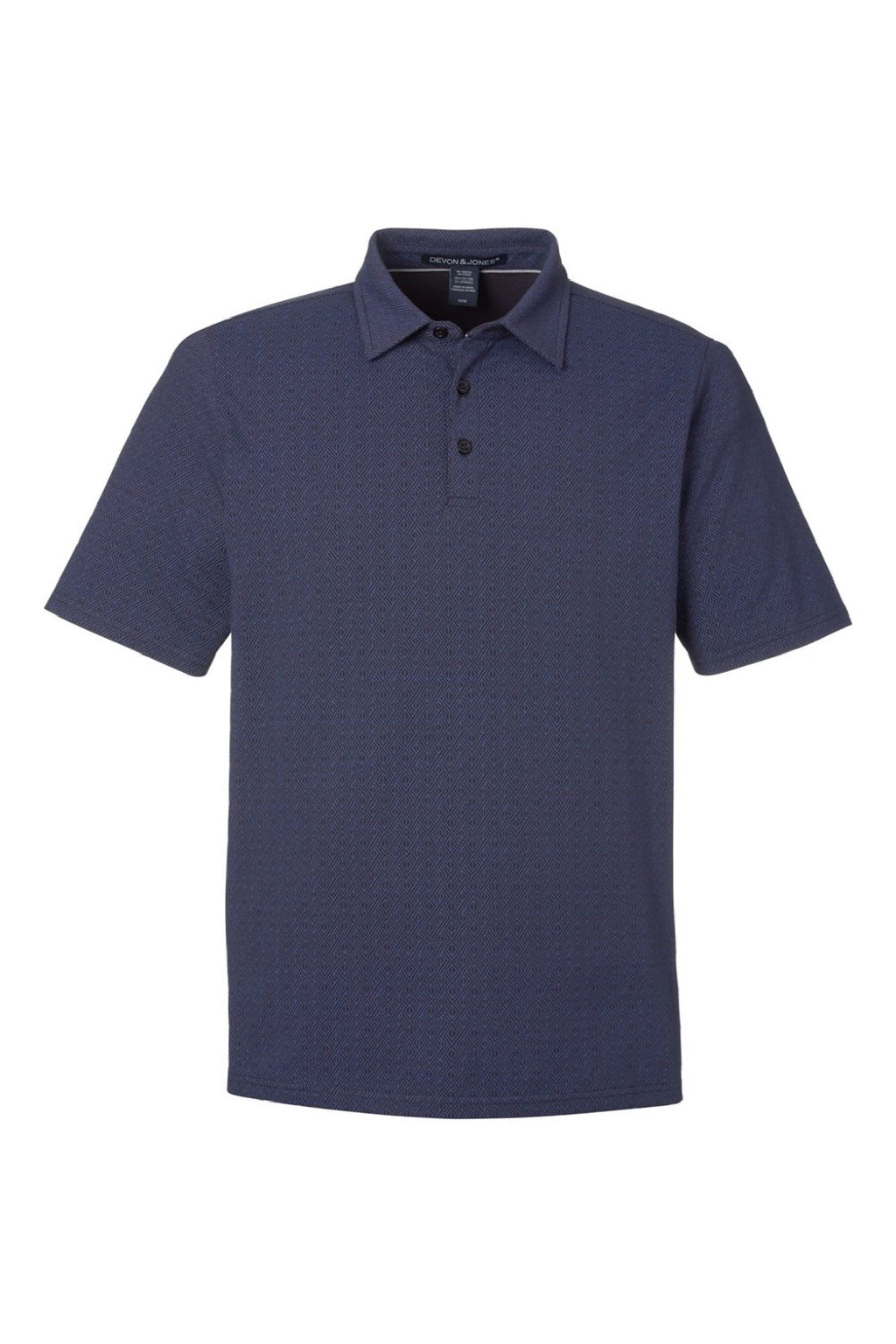 Devon & Jones DG101 Mens Crownlux Performance Geo Short Sleeve Polo Shirt Navy Blue/French Blue Flat Front