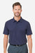 Devon & Jones DG101 Mens Crownlux Performance Geo Short Sleeve Polo Shirt Navy Blue/French Blue Model Front