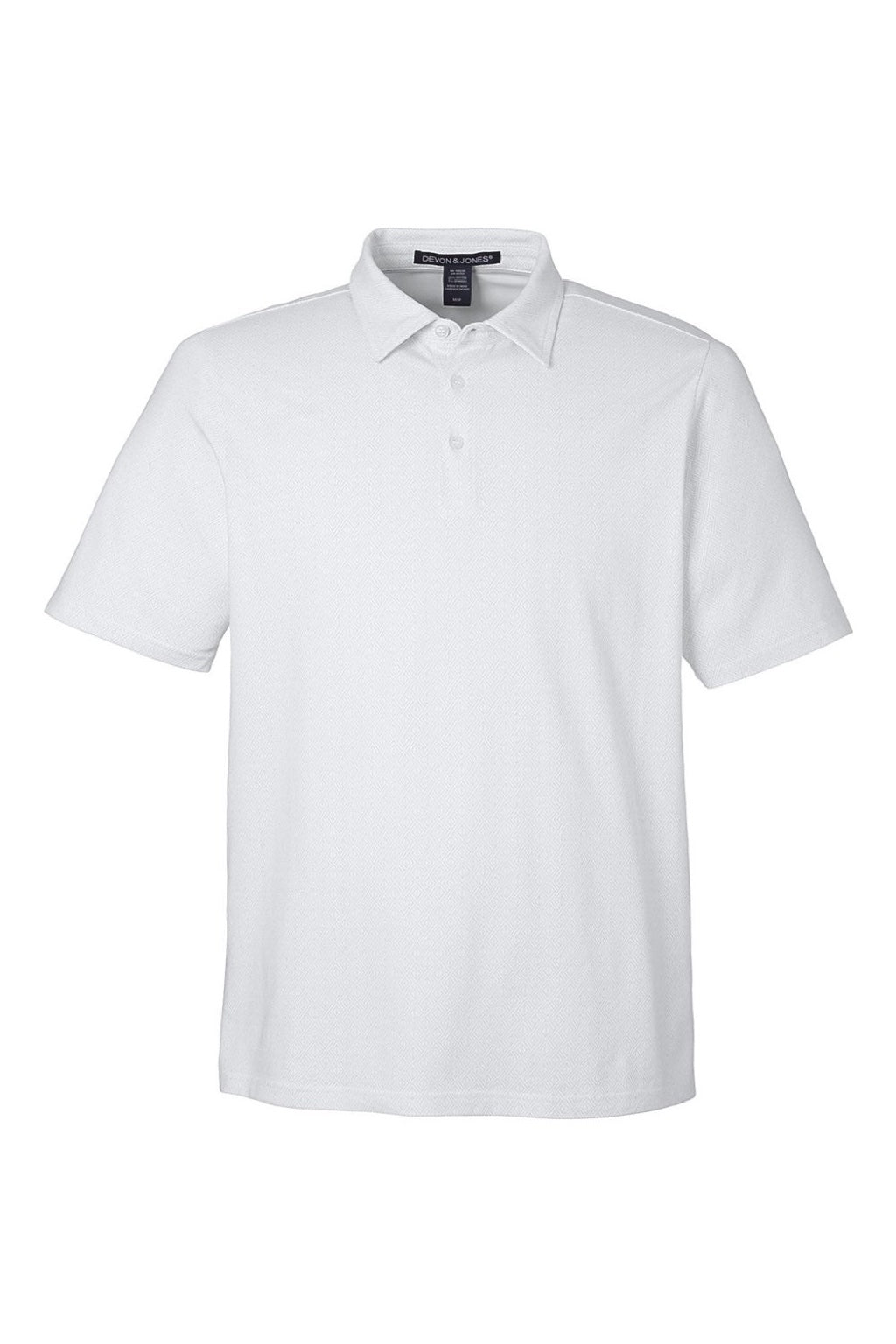 Devon & Jones DG101 Mens Crownlux Performance Geo Short Sleeve Polo Shirt White/Silver Grey Flat Front