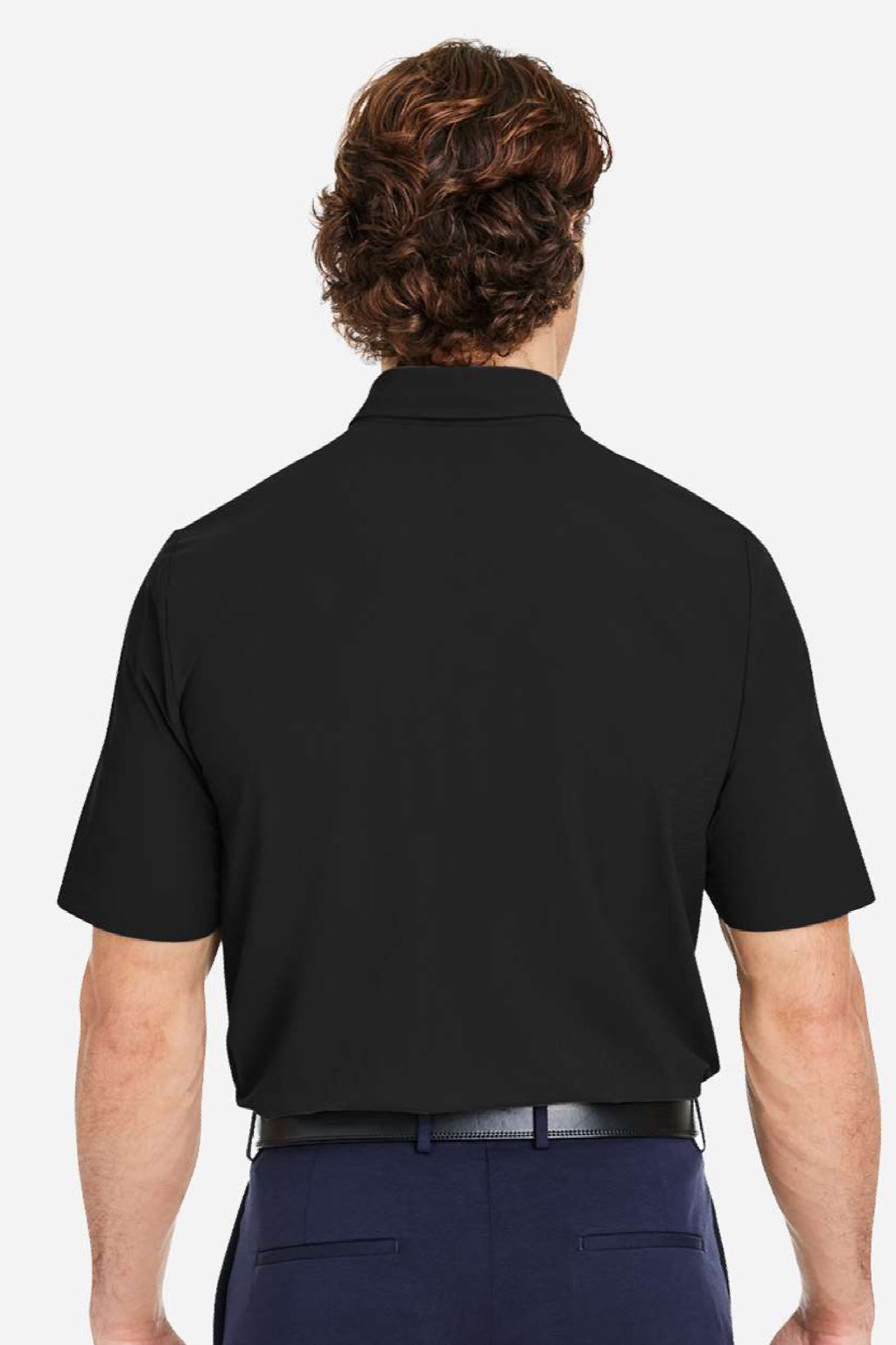 Devon & Jones DG110 Mens CrownLux Performance Windsor Welded Short Sleeve Polo Shirt Black Model Back