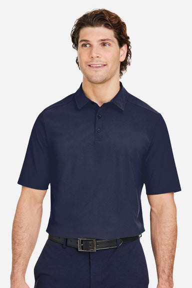 Devon & Jones DG110 Mens CrownLux Performance Windsor Welded Short Sleeve Polo Shirt Navy Blue Model Front