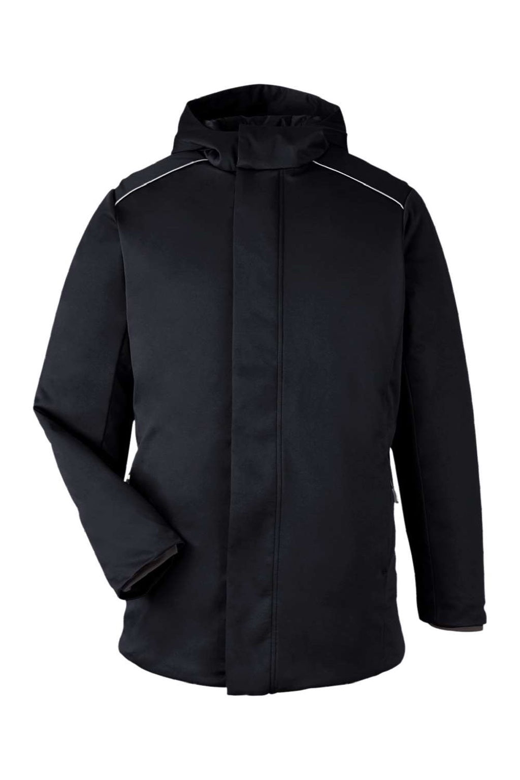 Core 365 CE715 Mens Techno Lite Insulated Full Zip Hooded Jacket Black Flat Front