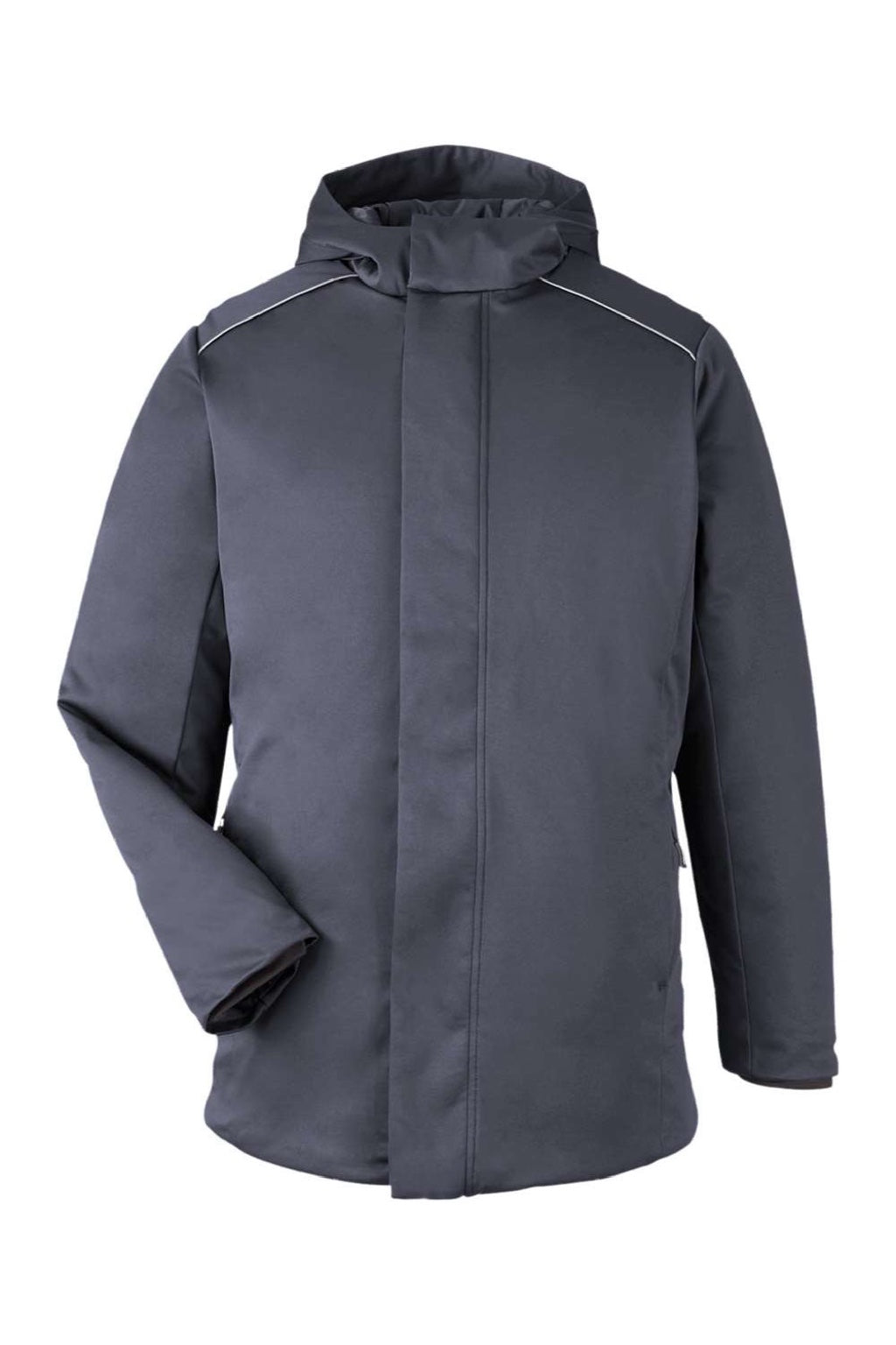 Core 365 CE715 Mens Techno Lite Insulated Wind & Water Resistant Full Zip Hooded Jacket Carbon Grey Flat Front