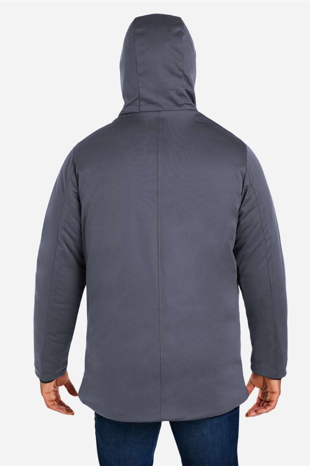 Core 365 CE715 Mens Techno Lite Insulated Wind & Water Resistant Full Zip Hooded Jacket Carbon Grey Model Back
