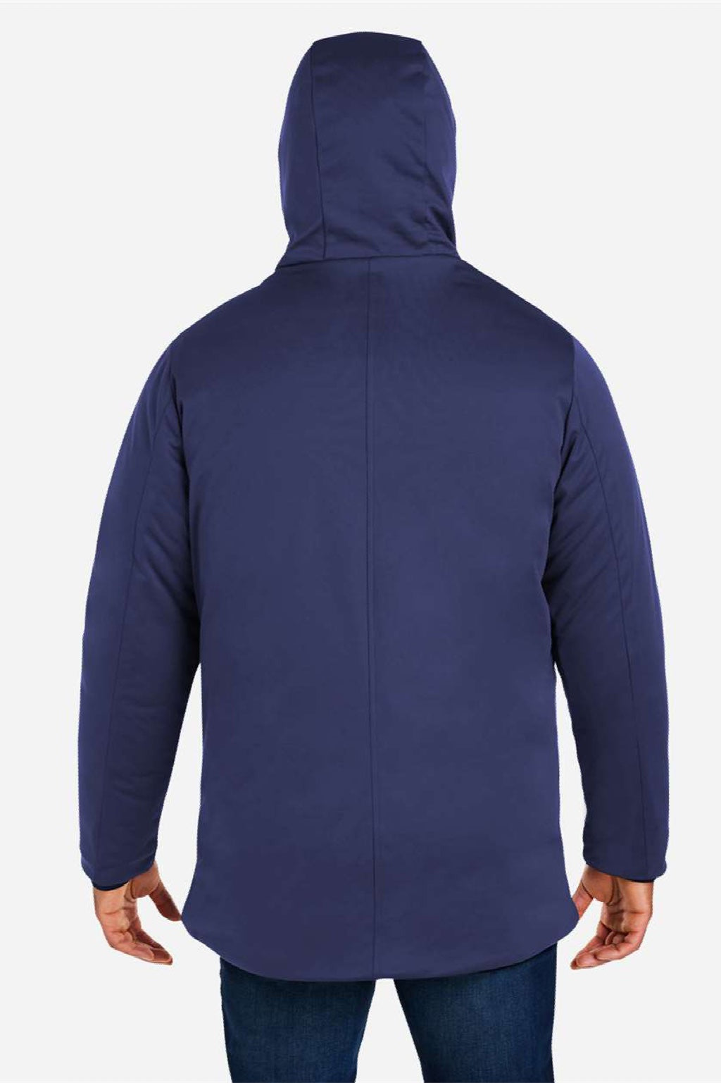 Core 365 CE715 Mens Techno Lite Insulated Full Zip Hooded Jacket Classic Navy Blue Model Back