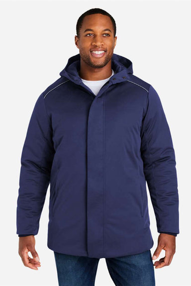 Core 365 CE715 Mens Techno Lite Insulated Full Zip Hooded Jacket Classic Navy Blue Model Front