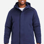 Core 365 Mens Techno Lite Insulated Wind & Water Resistant Full Zip Hooded Jacket - Classic Navy Blue - New