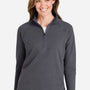 Devon & Jones Womens Charleston 1/4 Zip Sweatshirt - Black Melange - New