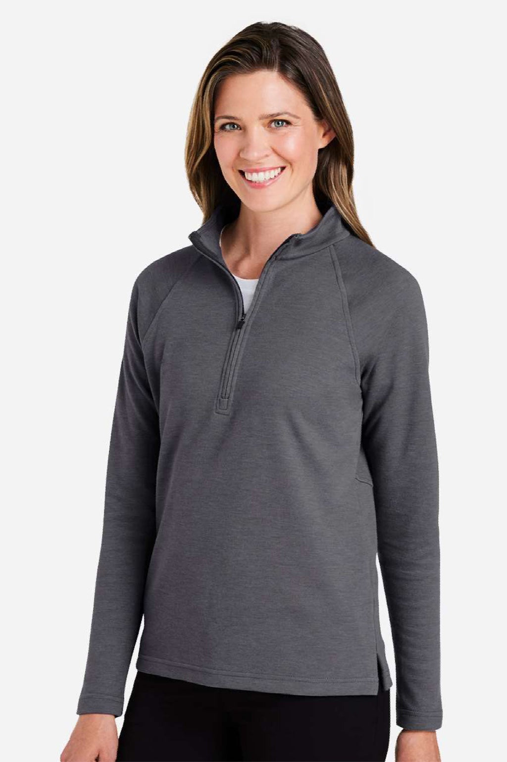 Devon & Jones DG481WZ Womens Charleston 1/4 Zip Sweatshirt Black Melange Model Side