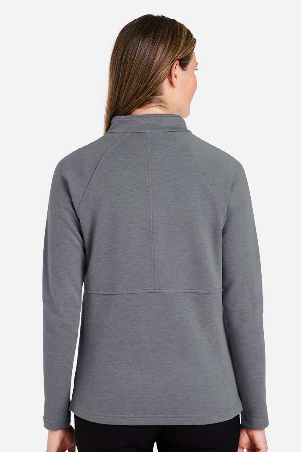 Devon & Jones DG481WZ Womens Charleston 1/4 Zip Sweatshirt Graphite Grey Melange Model Back