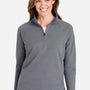 Devon & Jones Womens Charleston 1/4 Zip Sweatshirt - Graphite Grey Melange - New