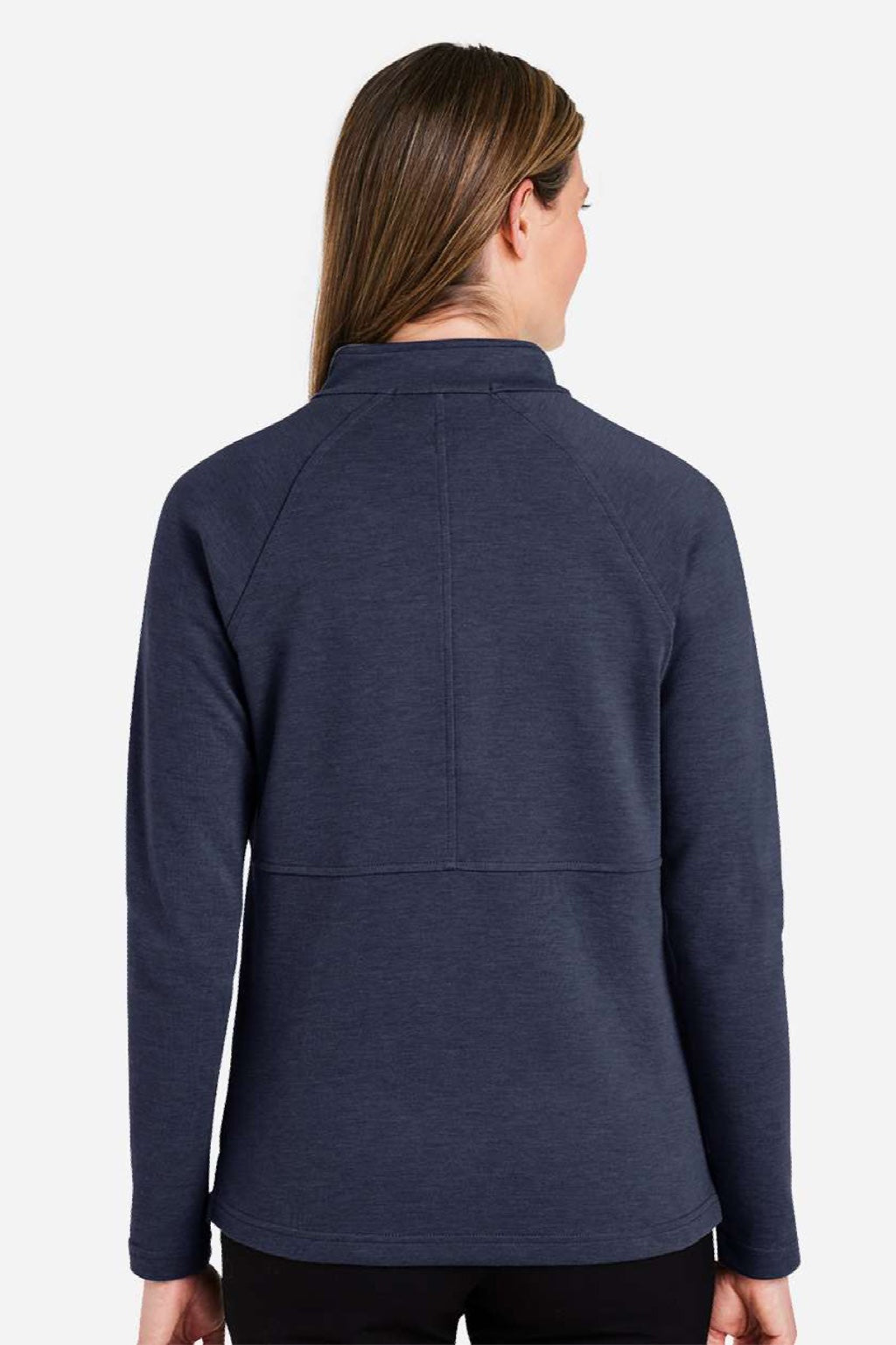 Devon & Jones DG481WZ Womens Charleston 1/4 Zip Sweatshirt Navy Blue Melange Model Back