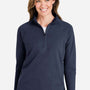 Devon & Jones Womens Charleston 1/4 Zip Sweatshirt - Navy Blue Melange - New