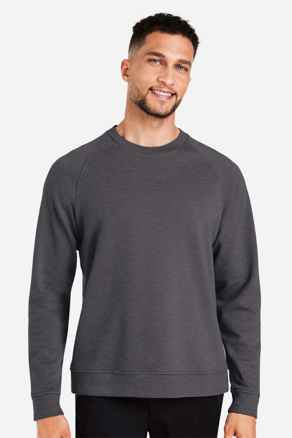 Devon & Jones DG482 Mens Charleston Crewneck Sweatshirt Black Melange Model Front
