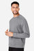 Devon & Jones DG482 Mens Charleston Crewneck Sweatshirt Graphite Grey Melange Model Side
