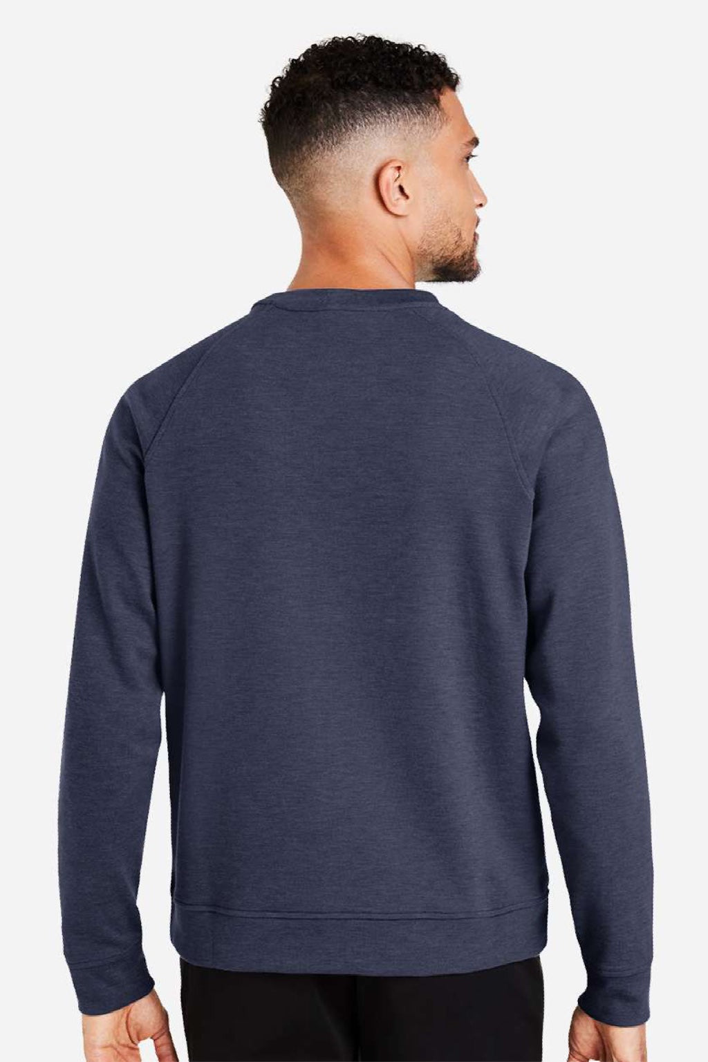 Devon & Jones DG482 Mens Charleston Crewneck Sweatshirt Navy Blue Melange Model Back