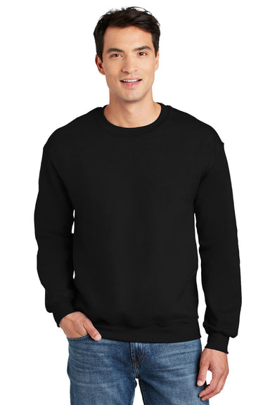 Gildan 12000 Mens DryBlend Moisture Wicking Fleece Crewneck Sweatshirt Black Model Front
