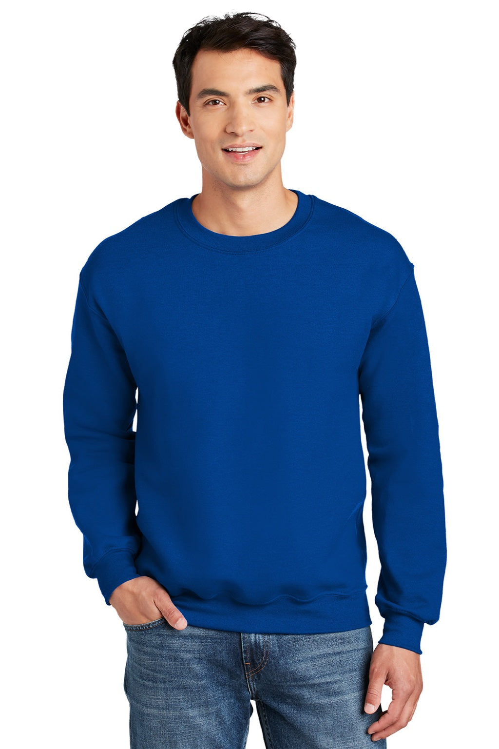 Gildan 12000 Mens DryBlend Moisture Wicking Fleece Crewneck Sweatshirt Royal Blue Model Front