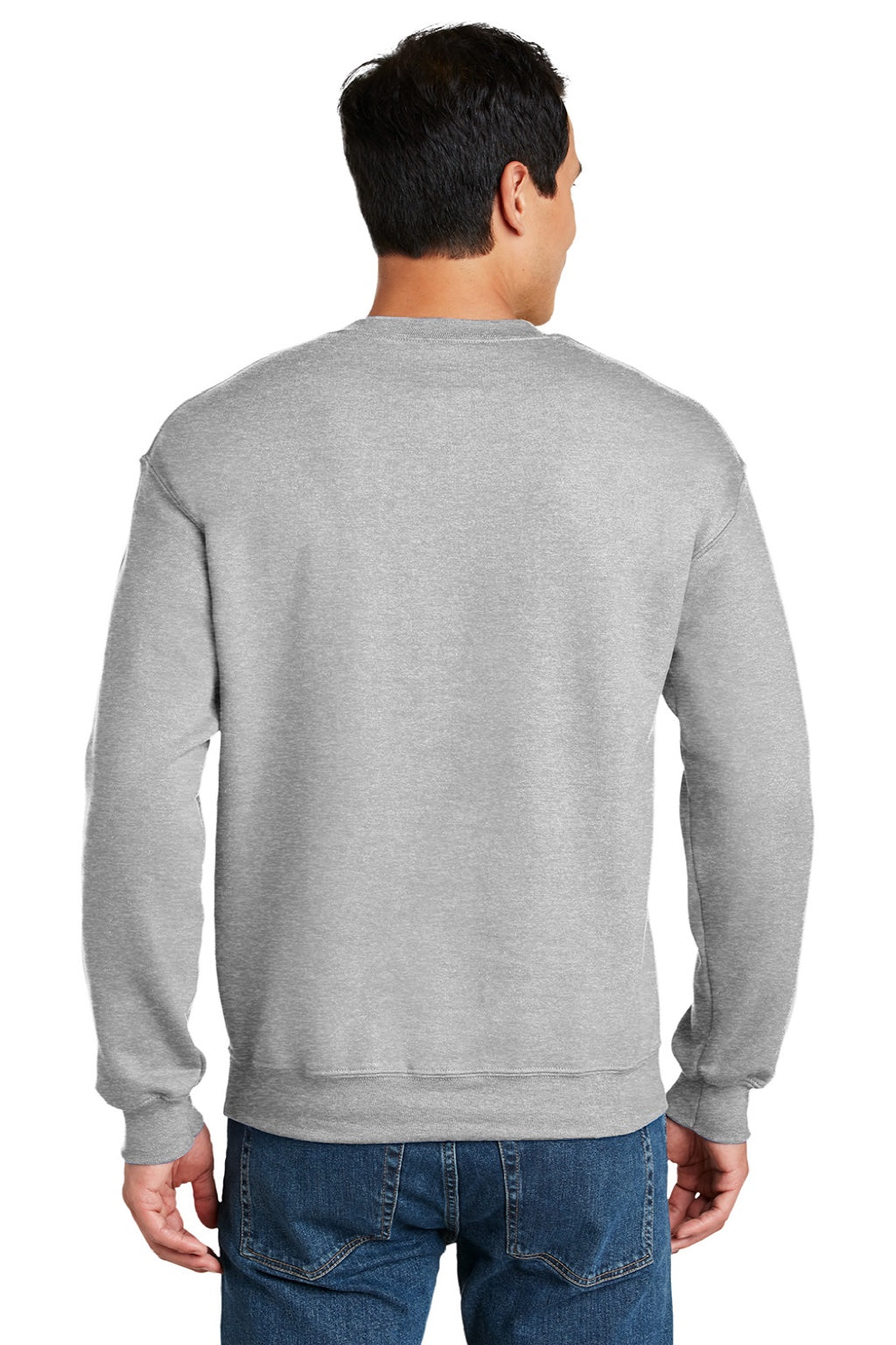 Gildan 12000 Mens DryBlend Moisture Wicking Fleece Crewneck Sweatshirt Ash Grey Model Back