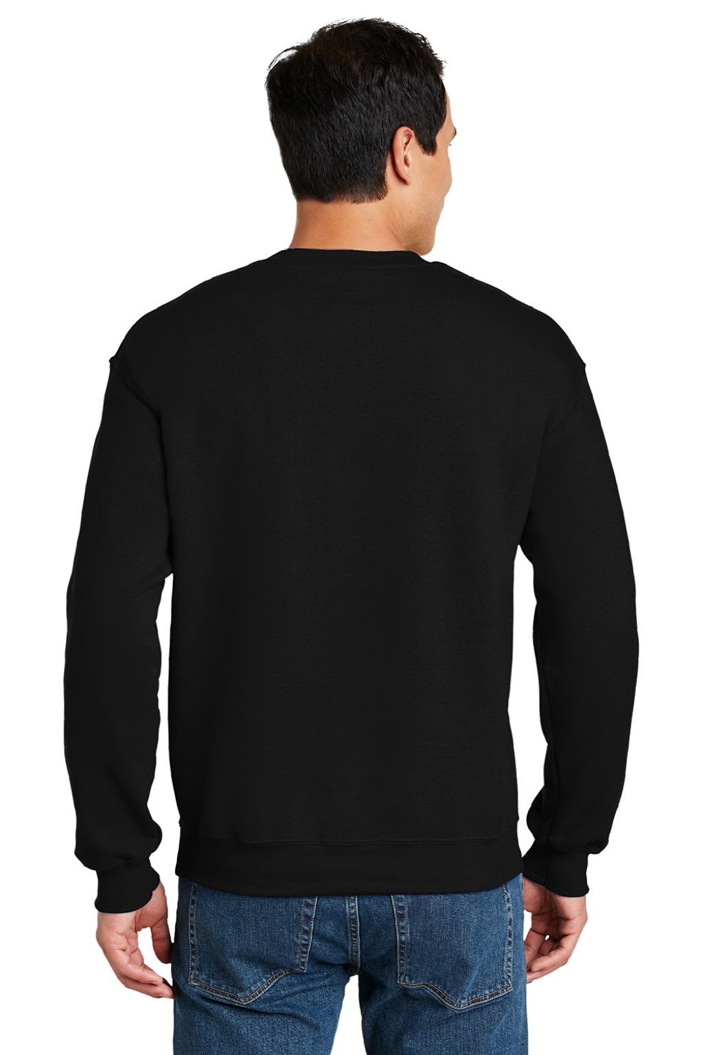 Gildan 12000 Mens DryBlend Moisture Wicking Fleece Crewneck Sweatshirt Black Model Back