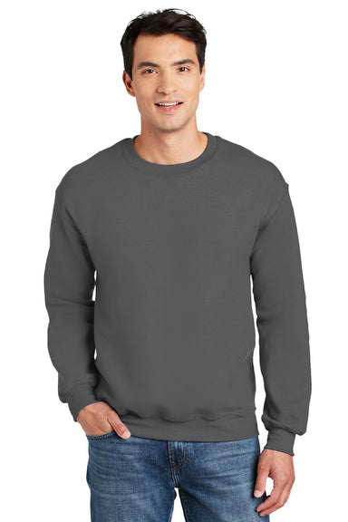 Gildan 12000 Mens DryBlend Moisture Wicking Fleece Crewneck Sweatshirt Charcoal Grey Model Front