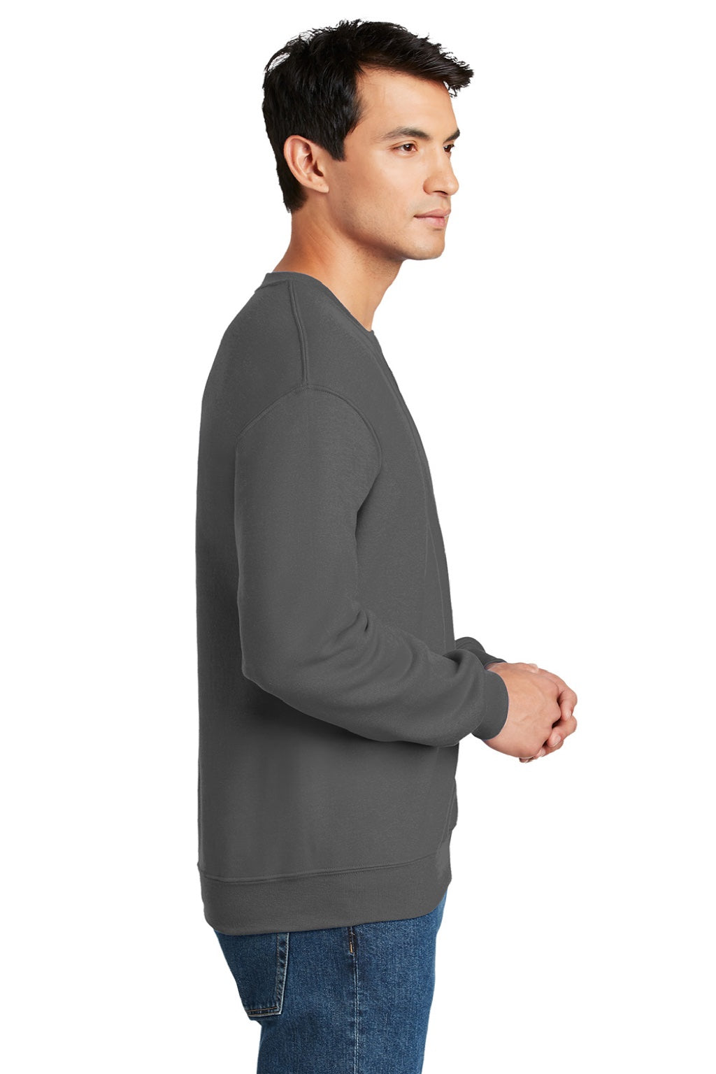 Gildan 12000 Mens DryBlend Moisture Wicking Fleece Crewneck Sweatshirt Charcoal Grey Model Side