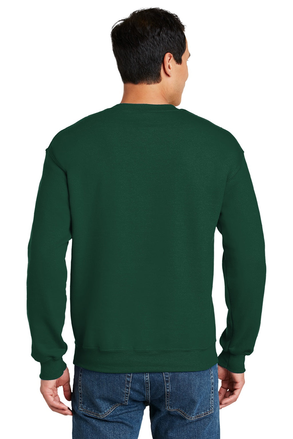 Gildan 12000 Mens DryBlend Moisture Wicking Fleece Crewneck Sweatshirt Forest Green Model Back