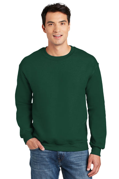 Gildan 12000 Mens DryBlend Moisture Wicking Fleece Crewneck Sweatshirt Forest Green Model Front
