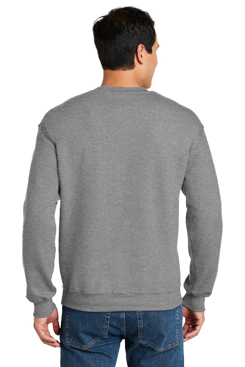 Gildan 12000 Mens DryBlend Moisture Wicking Fleece Crewneck Sweatshirt Sport Grey Model Back