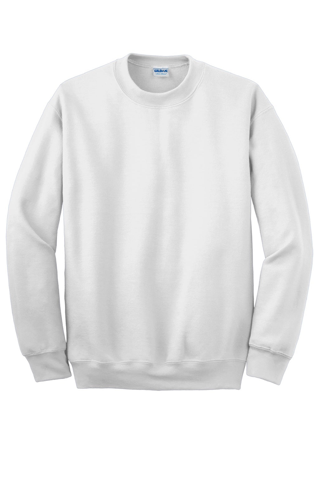 Gildan 12000 Mens DryBlend Moisture Wicking Fleece Crewneck Sweatshirt White Flat Front