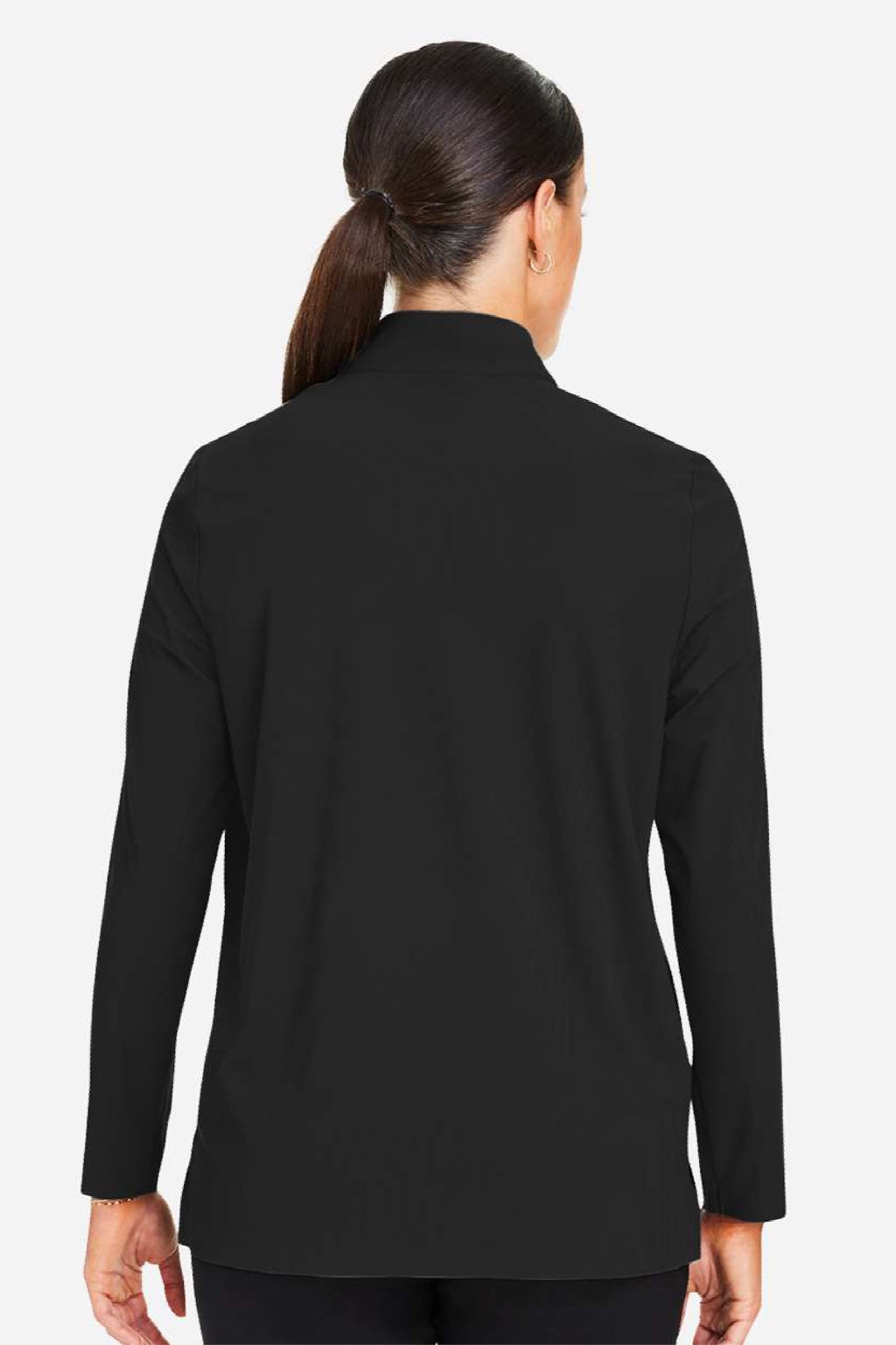 Devon & Jones DG410W Womens CrownLux Performance Windsor Welded 1/4 Zip Sweatshirt Black Model Back