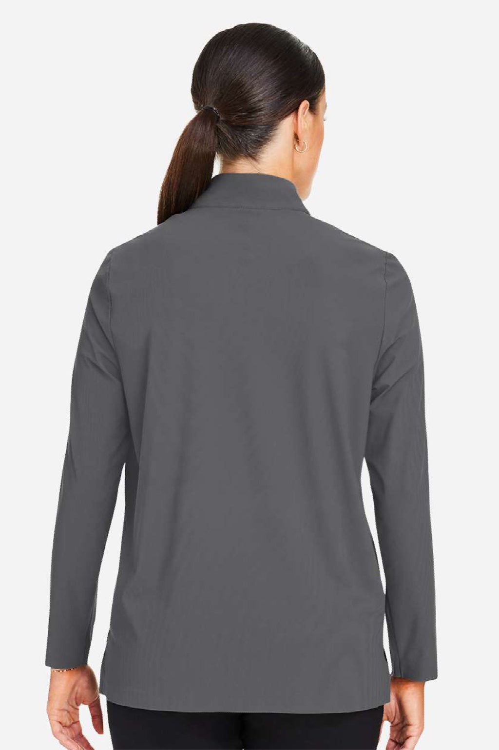Devon & Jones DG410W Womens CrownLux Performance Windsor Welded 1/4 Zip Sweatshirt Graphite Grey Model Back