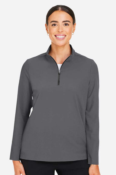 Devon & Jones DG410W Womens CrownLux Performance Windsor Welded 1/4 Zip Sweatshirt Graphite Grey Model Front