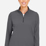 Devon & Jones Womens CrownLux Windsor Welded Moisture Wicking 1/4 Zip Sweatshirt - Graphite Grey - Coming Soon