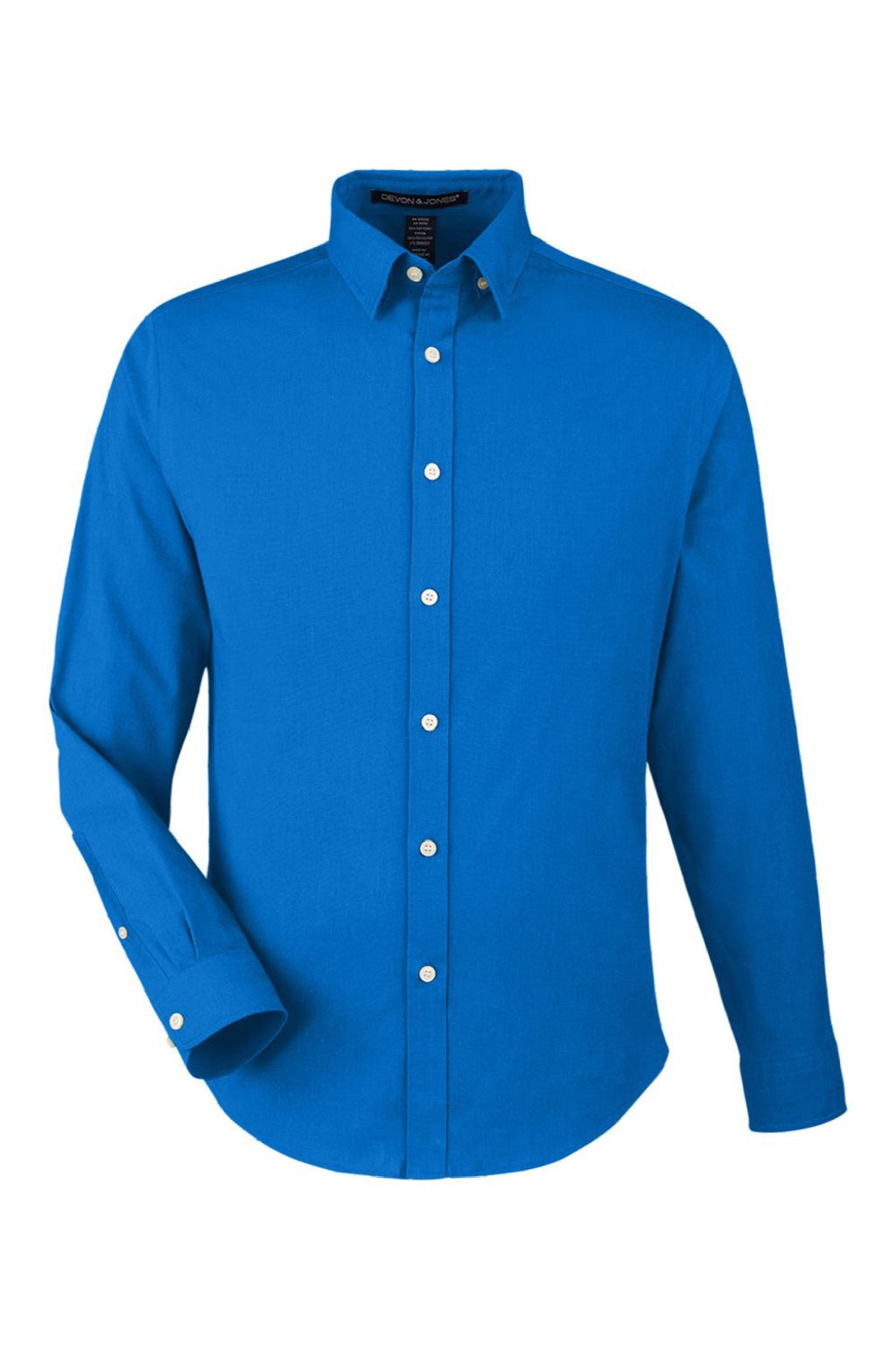 Devon & Jones DG505 Mens CrownLux Performance Spencer Poplin Long Sleeve Button Down Shirt French Blue Melange Flat Front