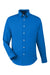 Devon & Jones DG505 Mens CrownLux Performance Spencer Poplin Long Sleeve Button Down Shirt French Blue Melange Flat Front
