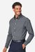 Devon & Jones DG505 Mens CrownLux Performance Spencer Poplin Long Sleeve Button Down Shirt Graphite Grey Melange Model Side