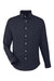 Devon & Jones DG505 Mens CrownLux Performance Spencer Poplin Long Sleeve Button Down Shirt Navy Blue Melange Flat Front