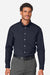 Devon & Jones DG505 Mens CrownLux Performance Spencer Poplin Long Sleeve Button Down Shirt Navy Blue Melange Model Front