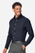 Devon & Jones DG505 Mens CrownLux Performance Spencer Poplin Long Sleeve Button Down Shirt Navy Blue Melange Model Side
