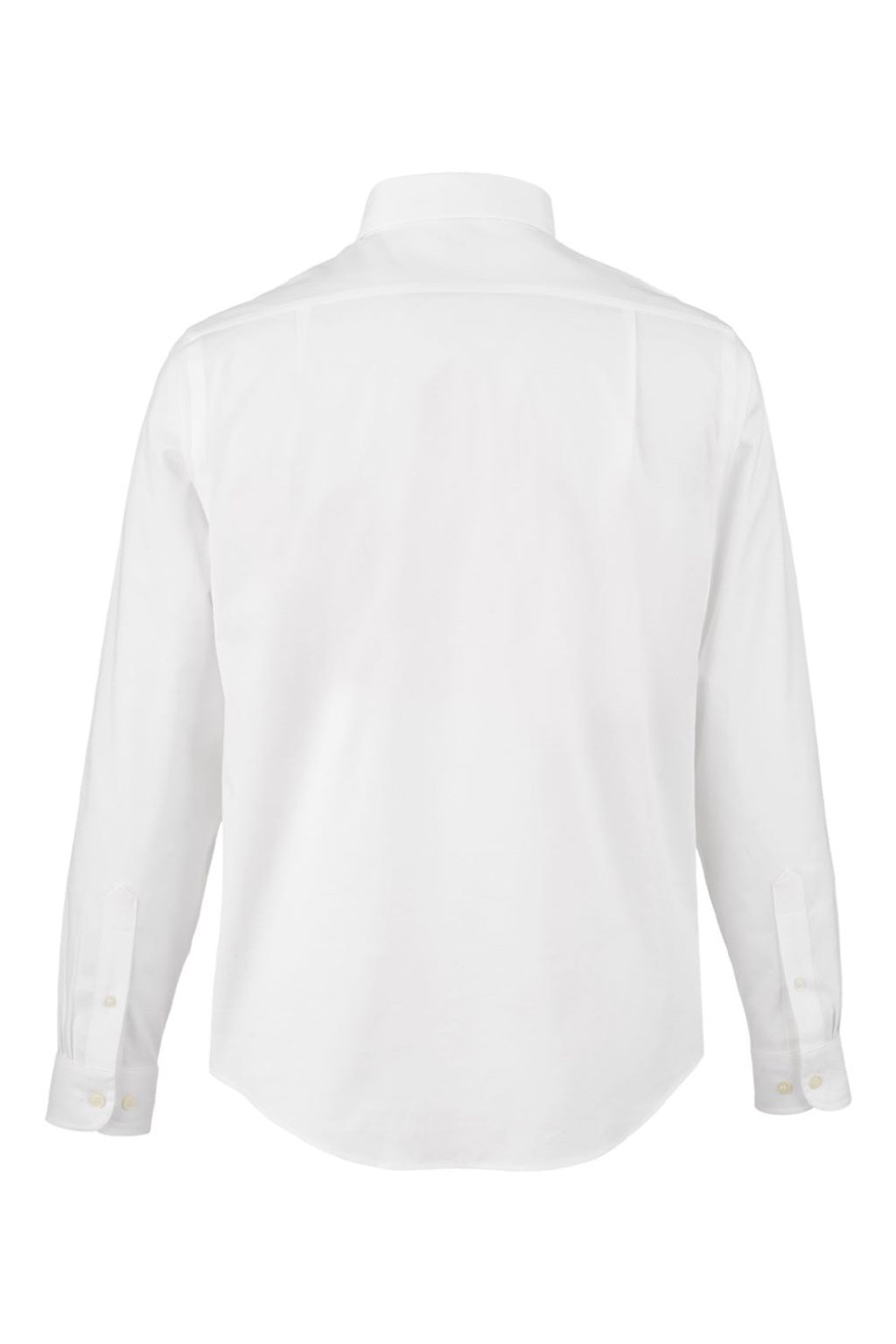 Devon & Jones DG505 Mens CrownLux Performance Spencer Poplin Long Sleeve Button Down Shirt White Flat Back