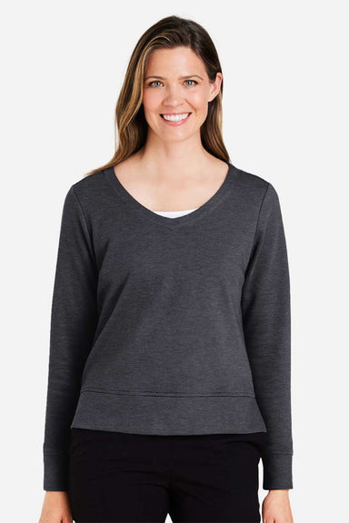 Devon & Jones DG482W Womens Charleston V-Neck Sweatshirt Black Melange Model Front