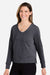 Devon & Jones DG482W Womens Charleston V-Neck Sweatshirt Black Melange Model Side